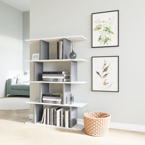Biblioteca Harmon, alb/gri, PAL, 90x25x127 cm