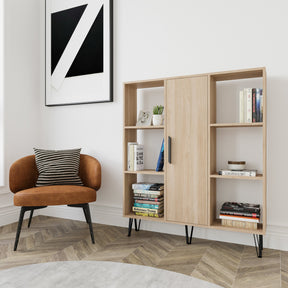 Biblioteca Peoria, stejar, PAL melaminat, 120x25x142 cm