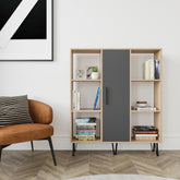 Biblioteca Peoria, stejar/gri antracit, PAL melaminat, 120x25x142 cm