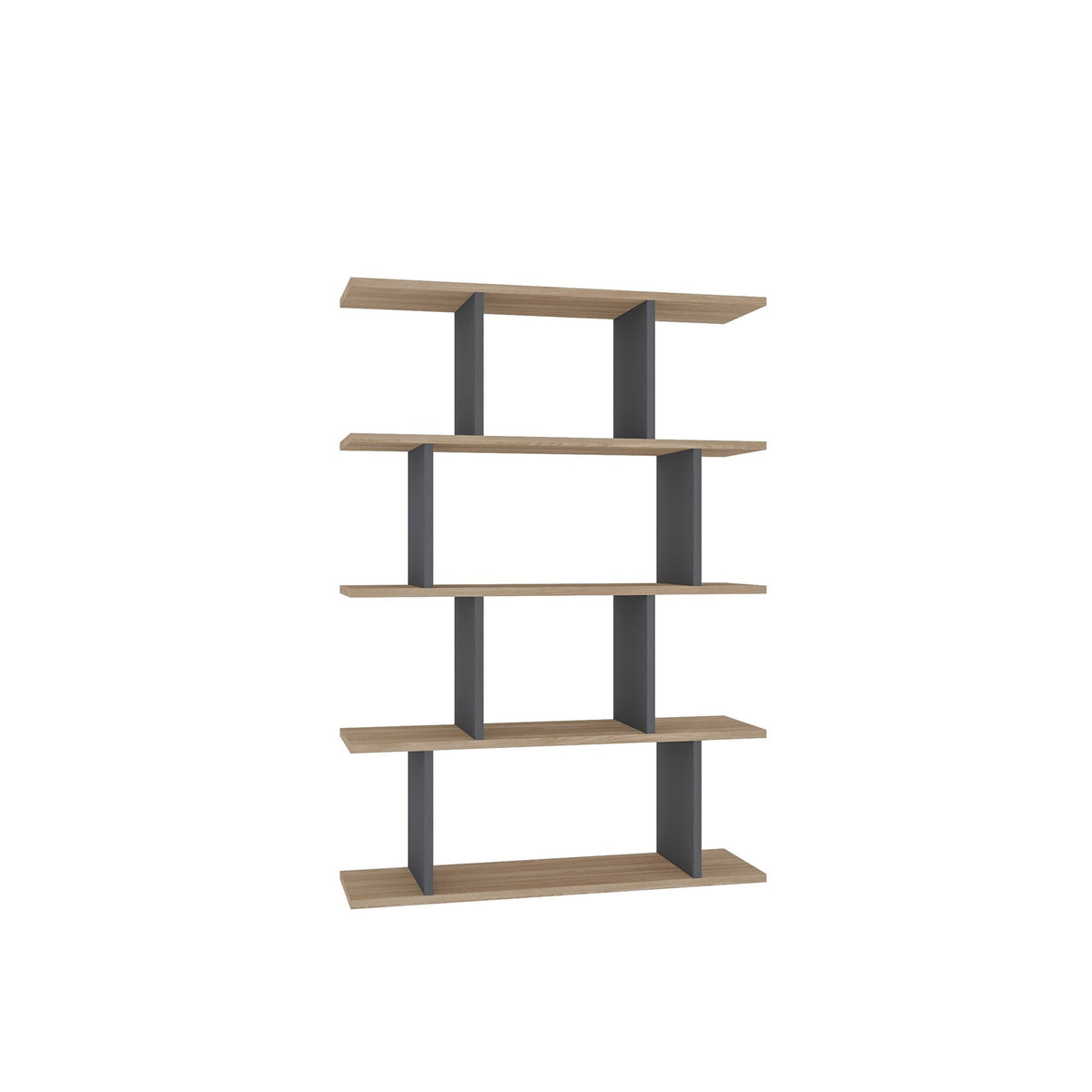 Biblioteca Harmon, stejar/gri, PAL, 90x25x127 cm