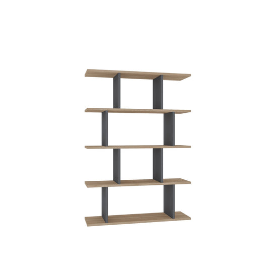 Biblioteca Harmon, stejar/gri, PAL, 90x25x127 cm
