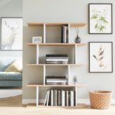 Biblioteca Harmon, alb/stejar, PAL, 90x25x127 cm