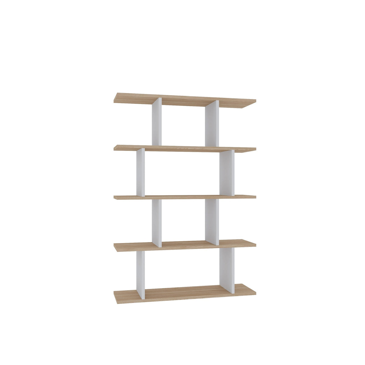 Biblioteca Harmon, alb/stejar, PAL, 90x25x127 cm