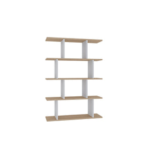 Biblioteca Harmon, alb/stejar, PAL, 90x25x127 cm