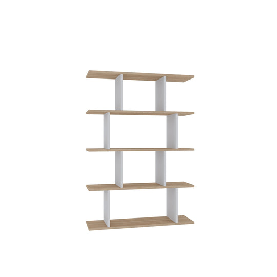 Biblioteca Harmon, alb/stejar, PAL, 90x25x127 cm