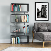 Biblioteca Langdon, gri antracit/alb, PAL, 72x25x161 cm