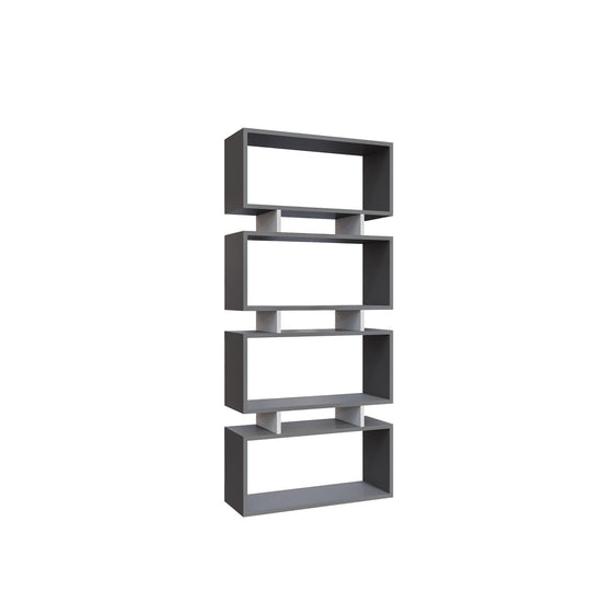 Biblioteca Langdon, gri antracit/alb, PAL, 72x25x161 cm