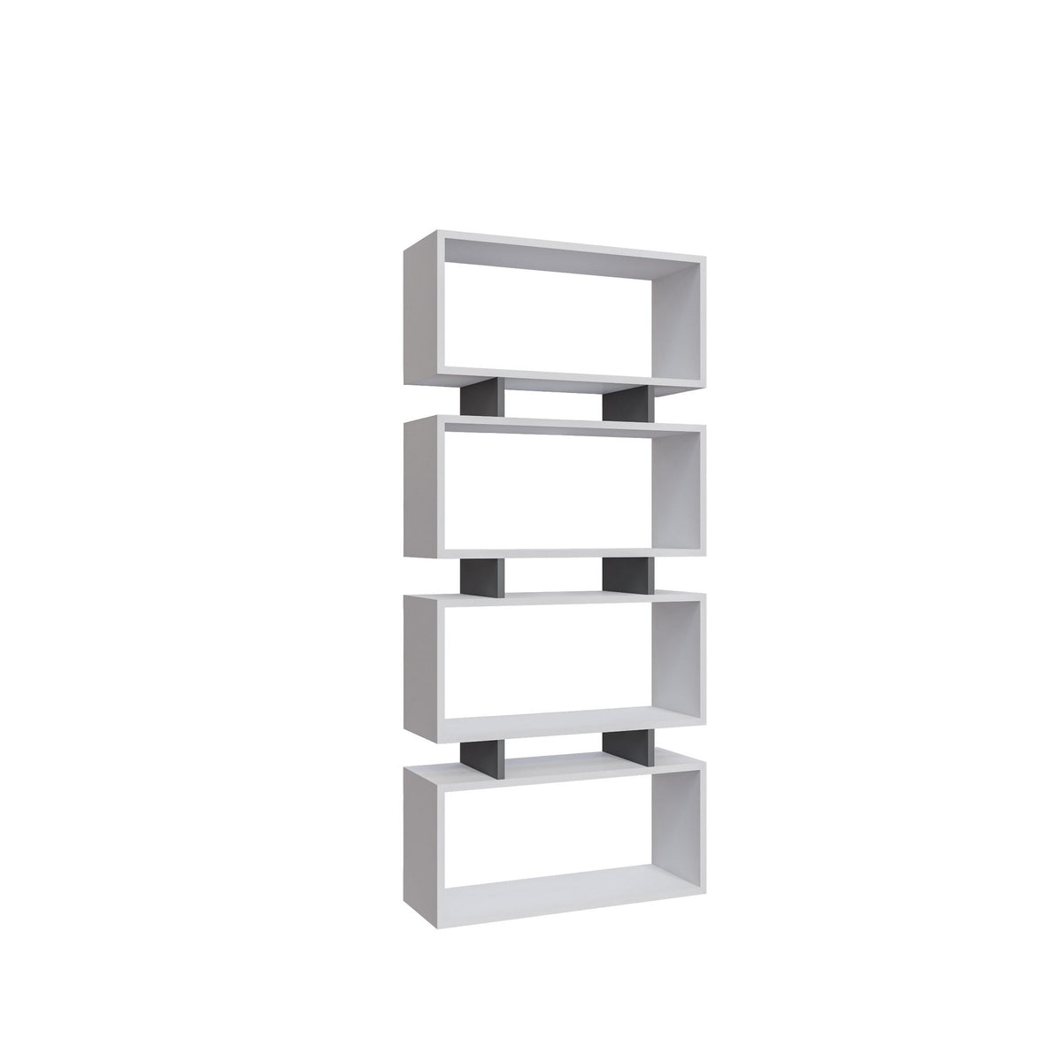 Biblioteca Langdon, alb/gri antracit, PAL, 72x25x161 cm
