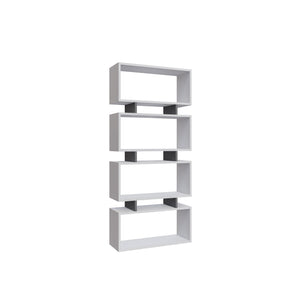 Biblioteca Langdon, alb/gri antracit, PAL, 72x25x161 cm