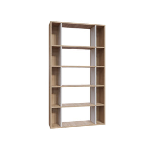 Biblioteca Sanborn, stejar/alb, PAL melaminat, 90x25x164 cm
