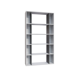 BIblioteca Sanborn, alb/gri, PAL melaminat, 90x25x164 cm