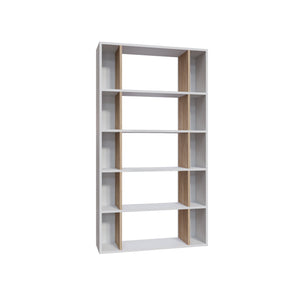 Biblioteca Sanborn, alb/stejar, PAL melaminat, 90x25x164 cm
