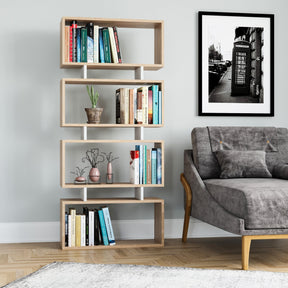 Biblioteca Langdon, stejar/alb, PAL, 72x25x161 cm