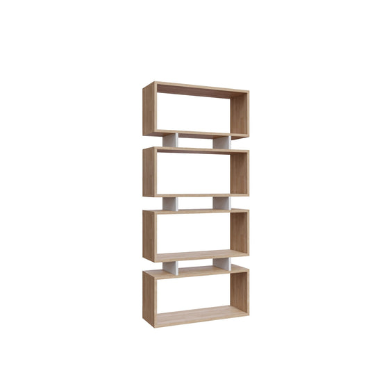 Biblioteca Langdon, stejar/alb, PAL, 72x25x161 cm