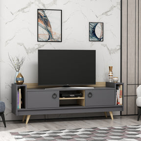Comoda TV Tyler, gri antracit/stejar, PAL melaminat, 160x36x54 cm