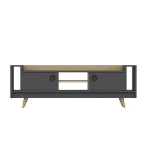 Comoda TV Tyler, gri antracit/stejar, PAL melaminat, 160x36x54 cm