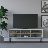 Comoda TV Judd, alb/stejar, PAL, 120x25x47 cm