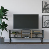 Comoda TV Judd, gri antracit/stejar, PAL, 120x25x47 cm