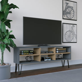 Comoda TV Judd, gri antracit/stejar, PAL, 120x25x47 cm