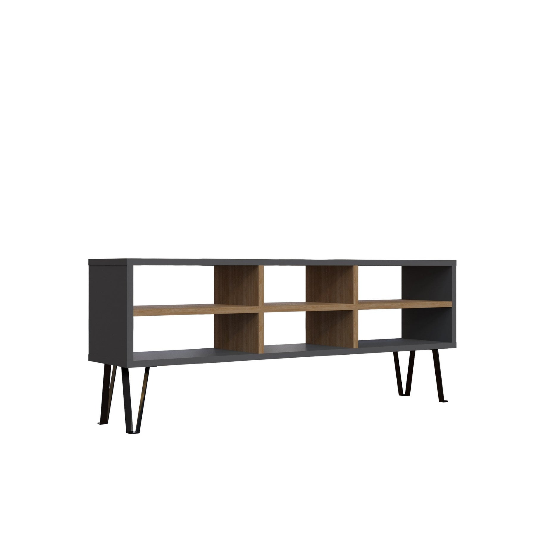 Comoda TV Judd, gri antracit/stejar, PAL, 120x25x47 cm
