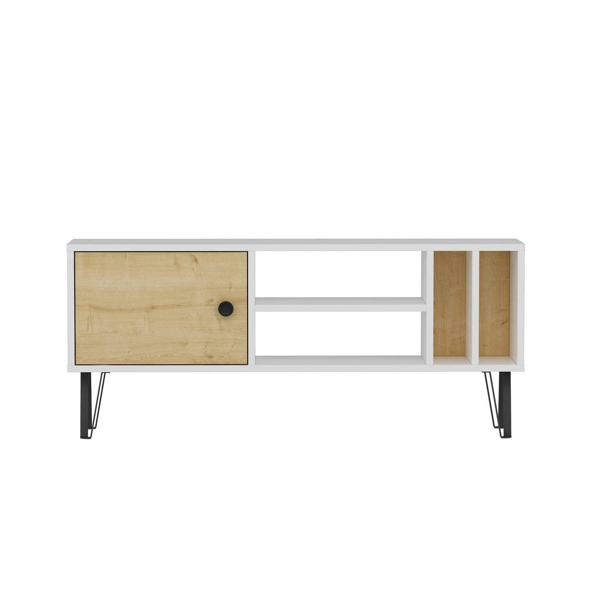 Comoda TV Arven, alb/stejar, 120x25x52 cm