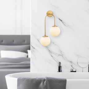 Lampa de perete Jewel, 10585, 2 becuri la inaltimi diferite, metal/sticla, auriu/alb, 30x24x55 cm