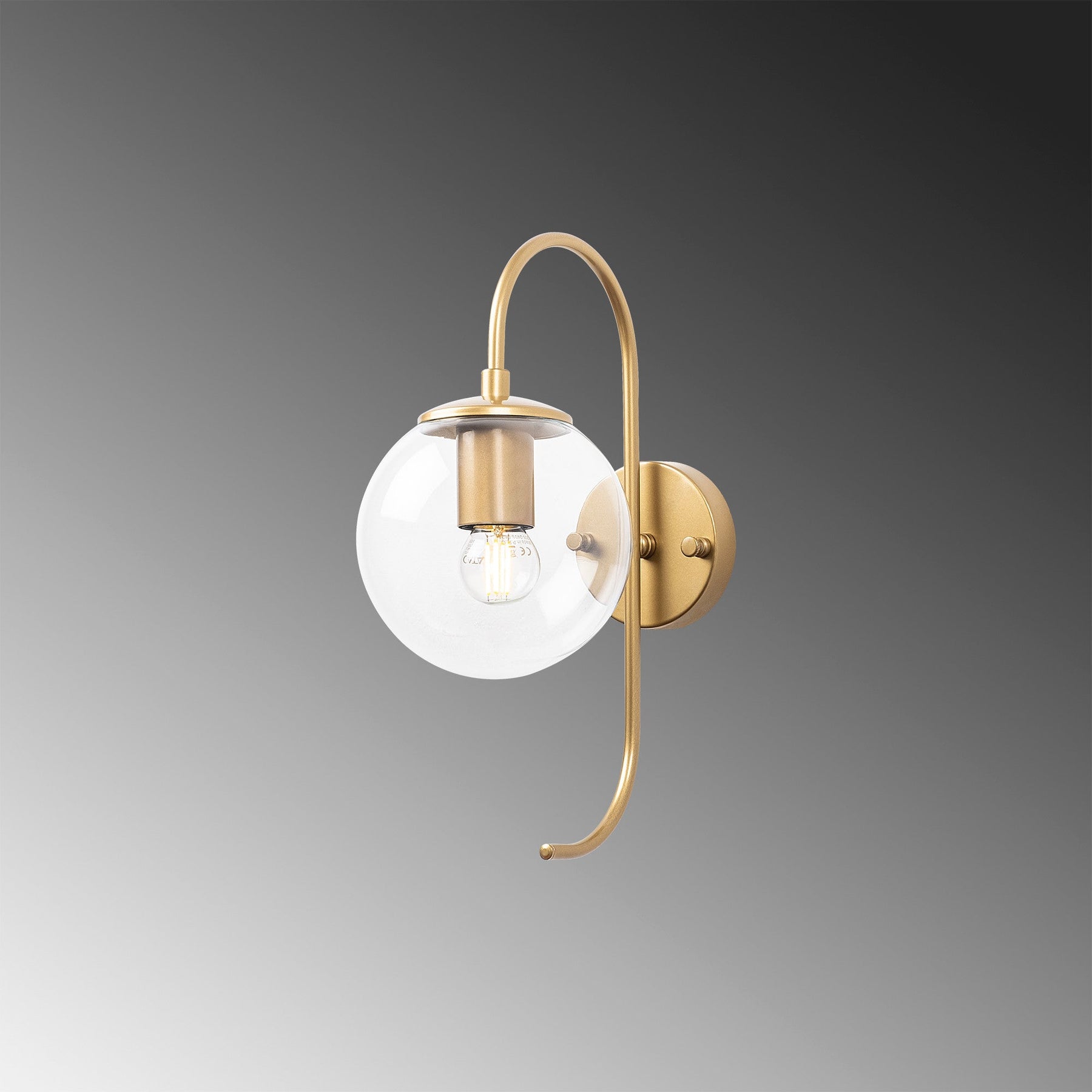 Lampa de perete Jewel, 10560, cadru metalic/sticla, auriu, 15x27x36 cm