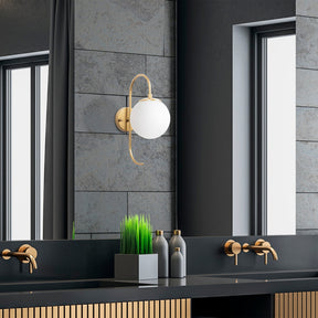Lampa de perete Jewel, 10565, cadru metalic/sticla, auriu/alb, 15x27x36 cm