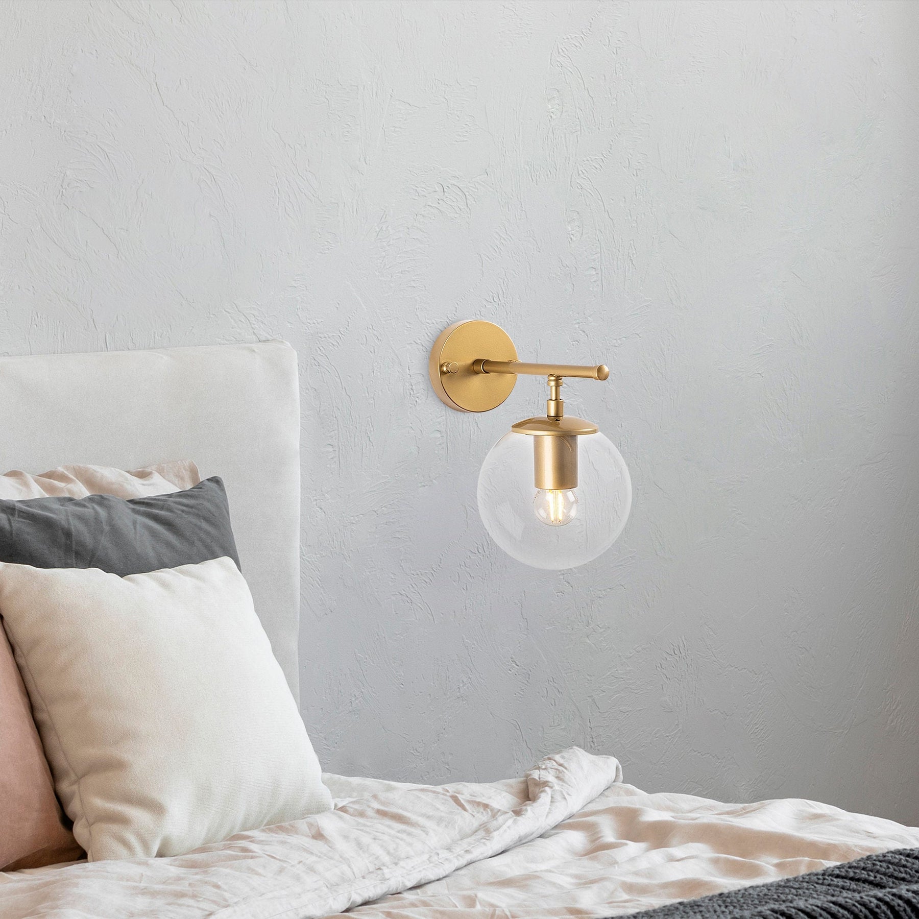 Lampa de perete Roe, 10720, cadru metalic/sticla, auriu, 15x24x24 cm