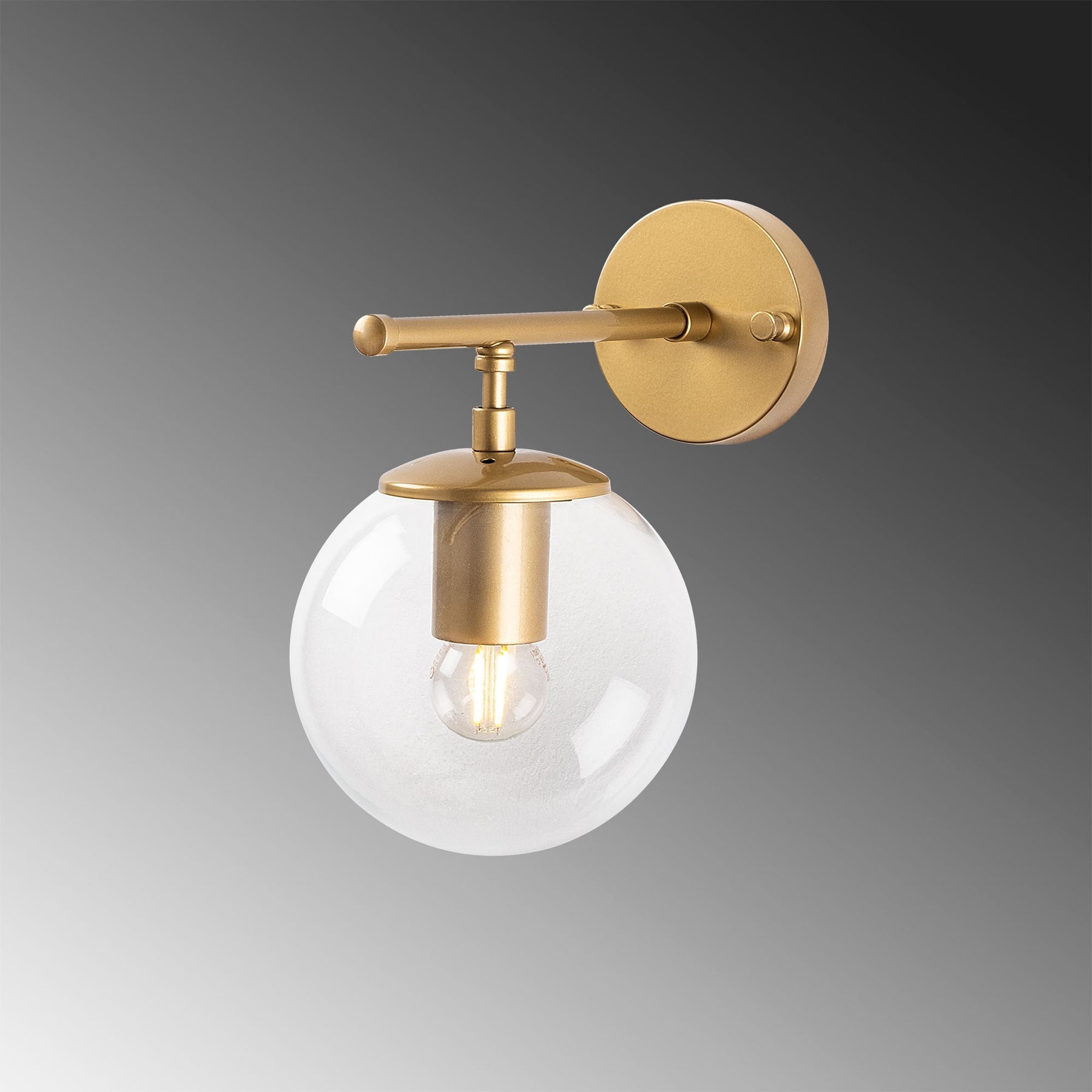 Lampa de perete Roe, 10720, cadru metalic/sticla, auriu, 15x24x24 cm