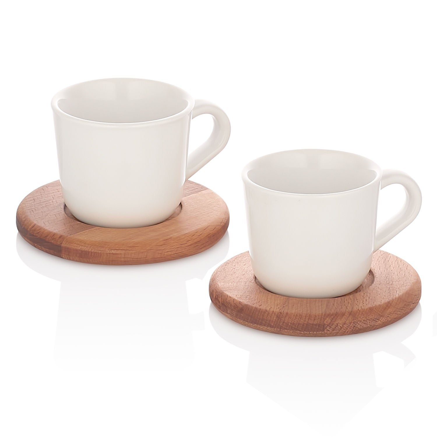 Set de cafea UP00717, alb/stejar, ceramica/lemn