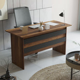 Masa birou Vario A, nuc/gri, PAL melaminat, 140x60x74 cm