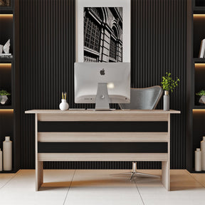 Masa birou Vario A, stejar/negru, PAL melaminat, 140x60x74 cm