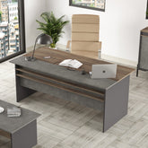Birou VS1 - CGA, gri/nuc, PAL melaminat, 180x89.5x75 cm