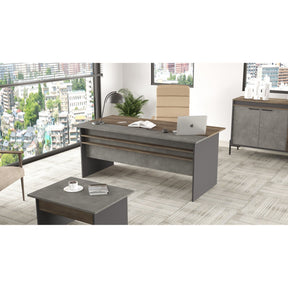 Birou VS1 - CGA, gri/nuc, PAL melaminat, 180x89.5x75 cm