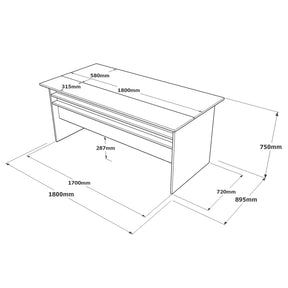 Birou VS1 - CGA, gri/nuc, PAL melaminat, 180x89.5x75 cm