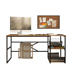 Birou VG28-A, stejar/negru, PAL melaminat/metal, 160x60x75 cm