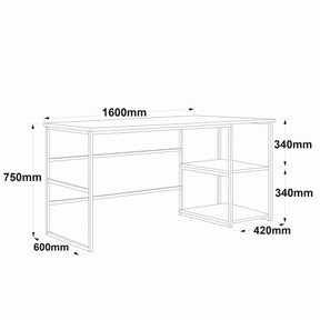 Birou VG28-A, stejar/negru, PAL melaminat/metal, 160x60x75 cm