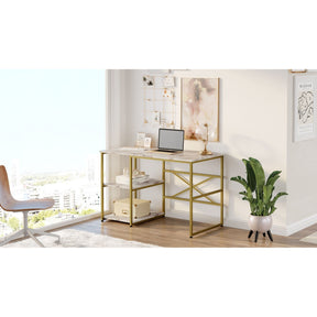 Birou VG23-GE, auriu/alb, PAL melaminat/metal, 120x75x60 cm