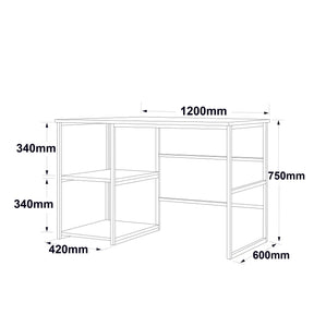 Birou VG23-GE, auriu/alb, PAL melaminat/metal, 120x75x60 cm