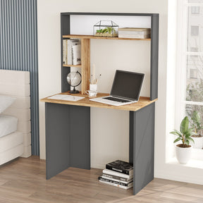 Birou BR2-AA, gri/stejar, PAL, 90x52x149 cm