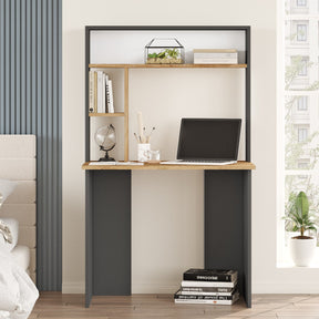 Birou BR2-AA, gri/stejar, PAL, 90x52x149 cm