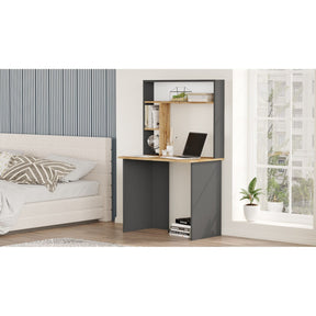 Birou BR2-AA, gri/stejar, PAL, 90x52x149 cm