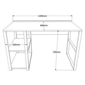 Birou ML8-A, stejar, PAL/metal, 120x60x75 cm