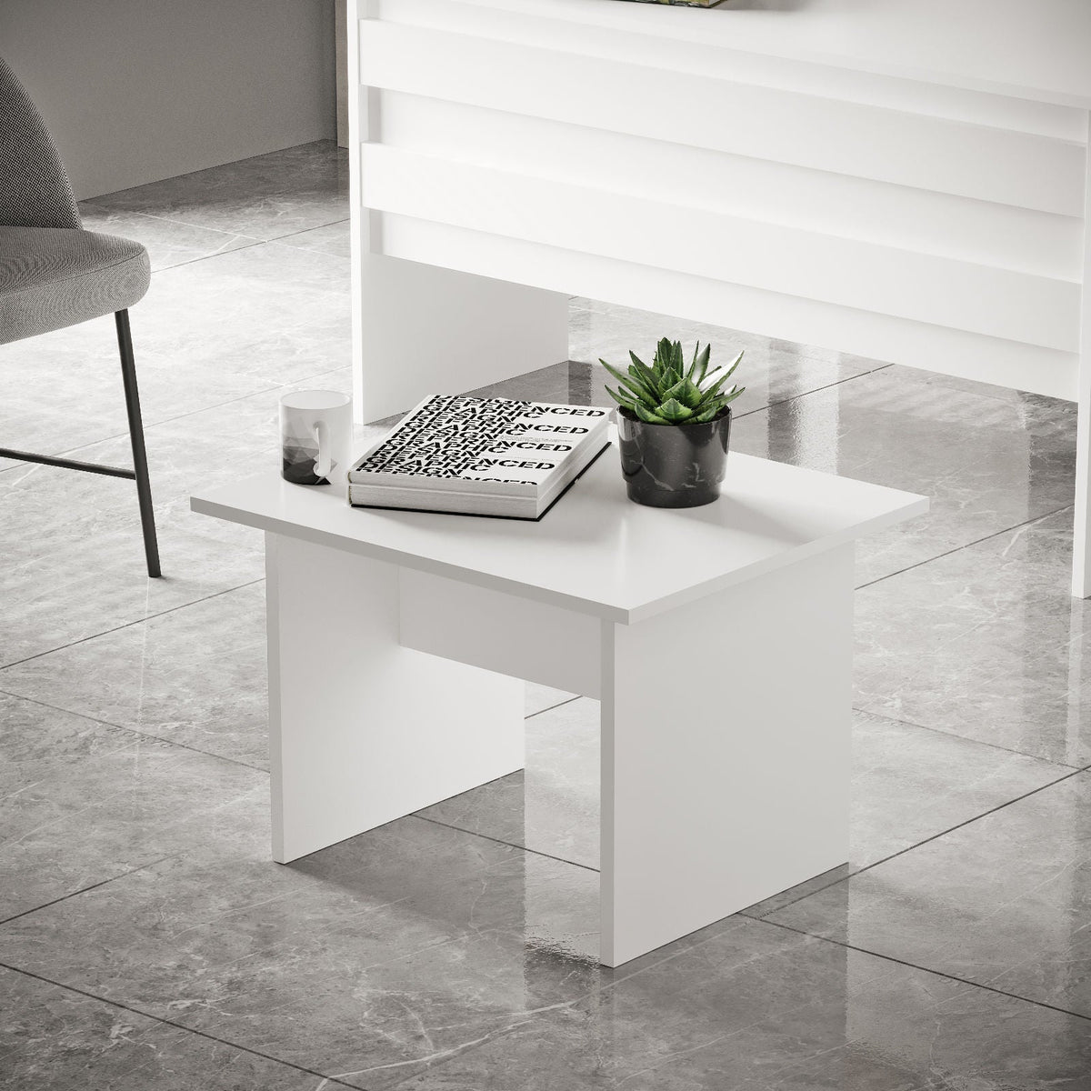 Masuta cafea 956LCS1203, alb, PAL melaminat, 60x50x46 cm