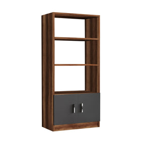 Biblioteca 956LCS1401, nuc/gri, PAL melaminat, 64x38x140 cm
