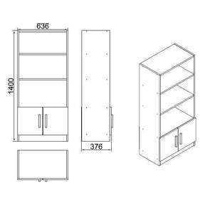 Biblioteca 956LCS1401, nuc/gri, PAL melaminat, 64x38x140 cm