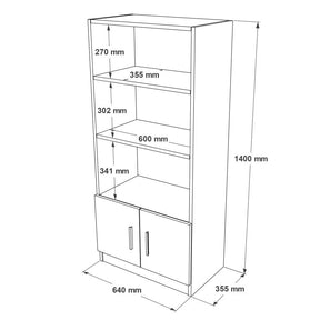 Biblioteca 956LCS1403, alb, PAL melaminat, 64x35.5x140cm