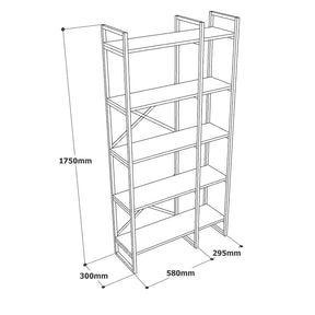 Biblioteca VG4-GE, marmura/auriu, 100% PAL melaminat, 88x175x30 cm