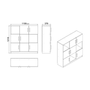 Comoda inalta VO7 - BA, gri/nuc, PAL melaminat, 120x38x122 cm